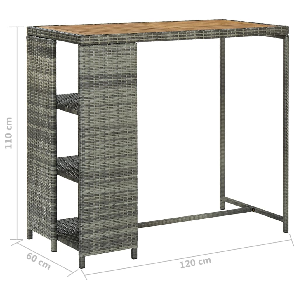 Bartafel met opbergrek 120x60x110 cm poly rattan