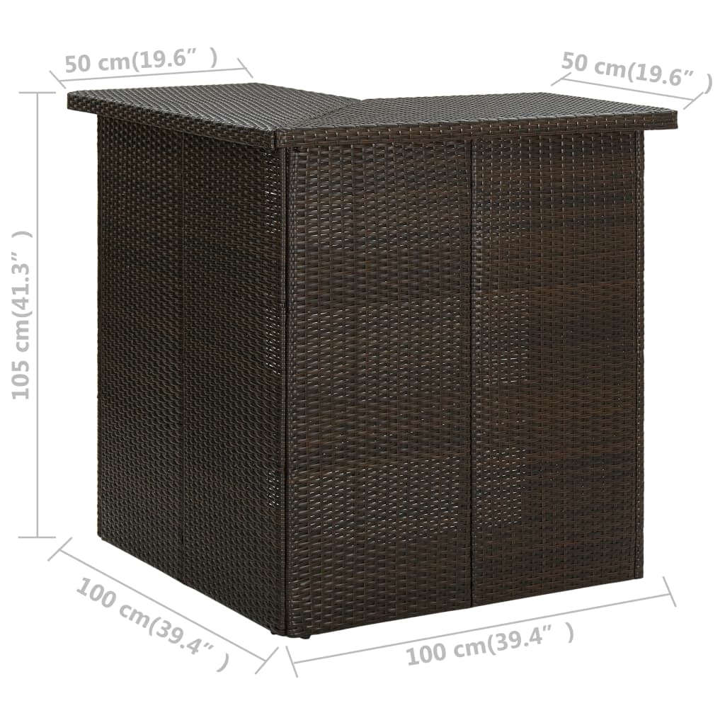 Hoekbartafel 100x50x105 cm poly rattan