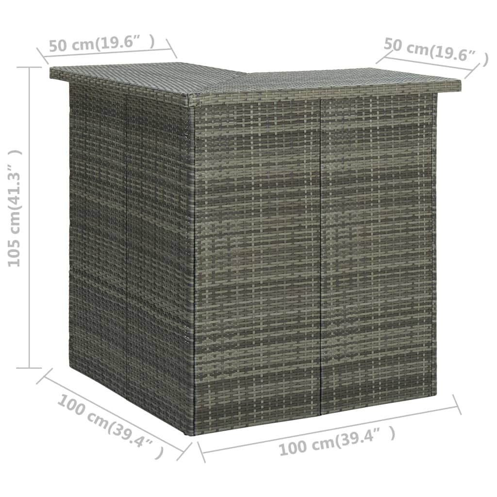 Hoekbartafel 100x50x105 cm poly rattan