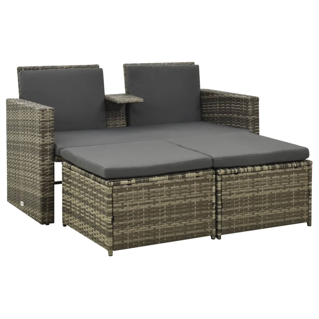 3-delige Loungeset met kussens poly rattan