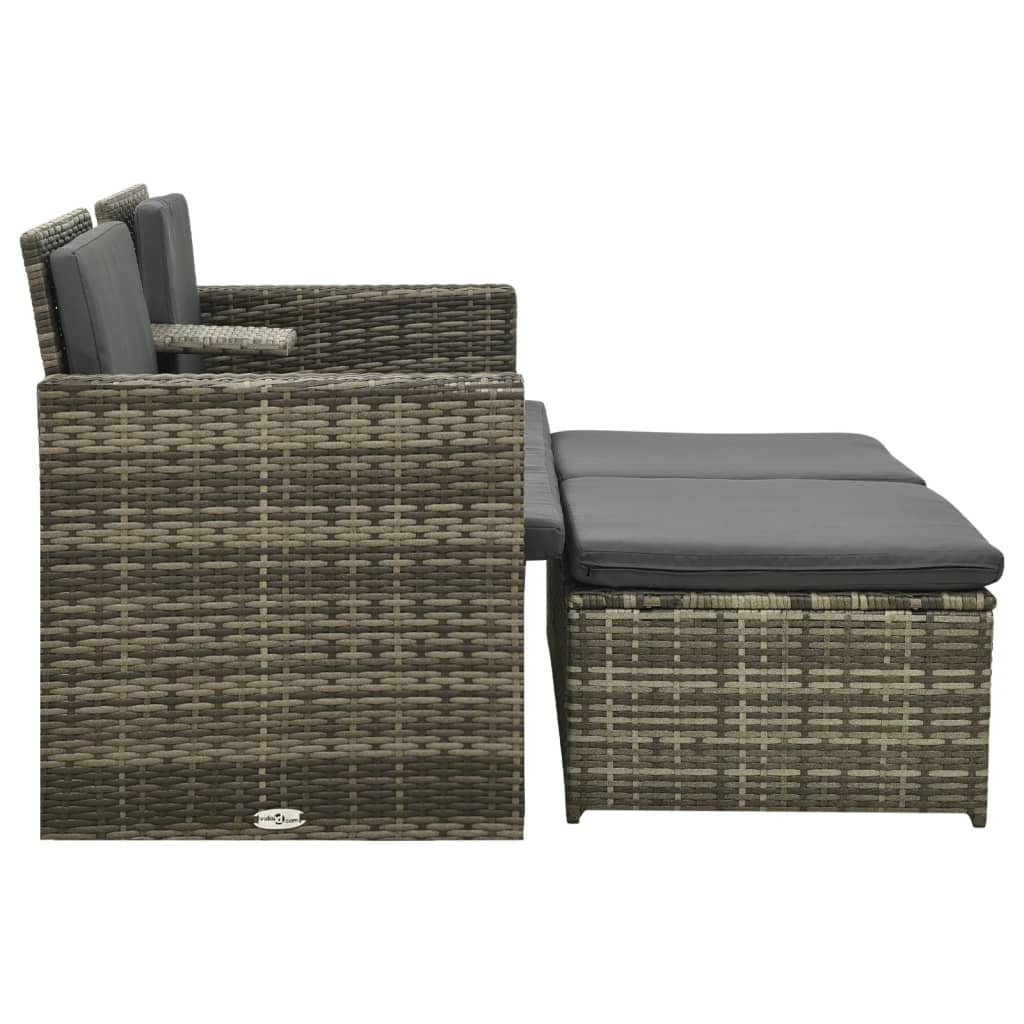 3-delige Loungeset met kussens poly rattan