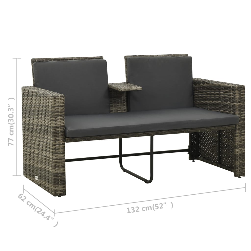 3-delige Loungeset met kussens poly rattan