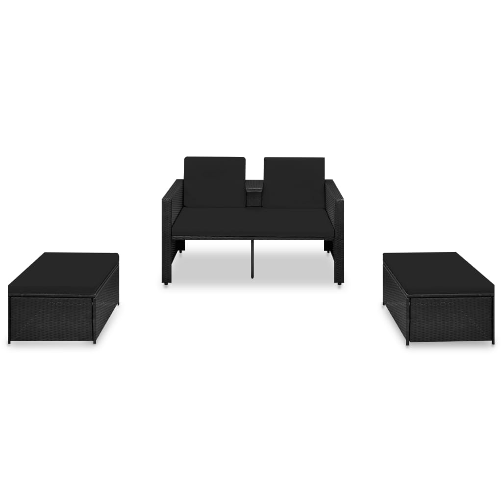 3-delige Loungeset met kussens poly rattan