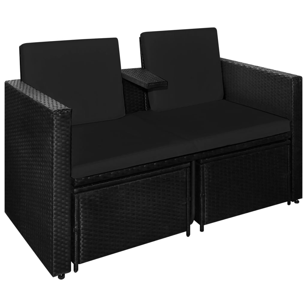 3-delige Loungeset met kussens poly rattan