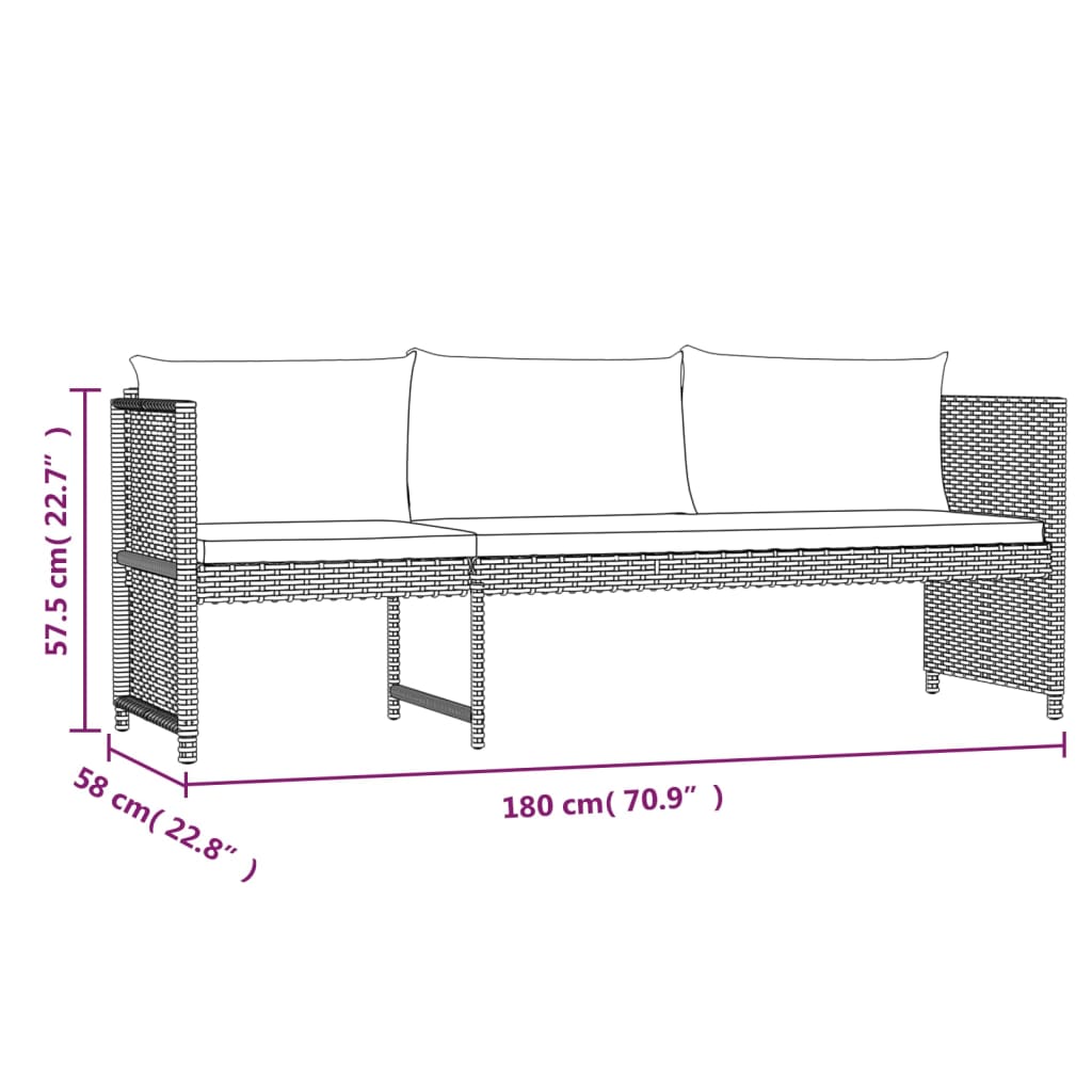 6-delige Loungeset met kussens poly rattan