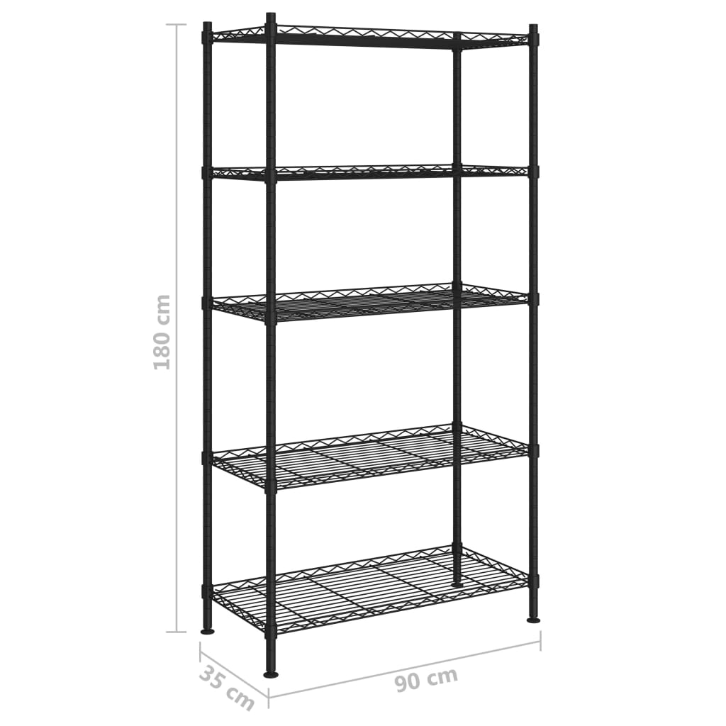 Opbergrek 5-laags 250 kg 90x35x180 cm chroomkleurig