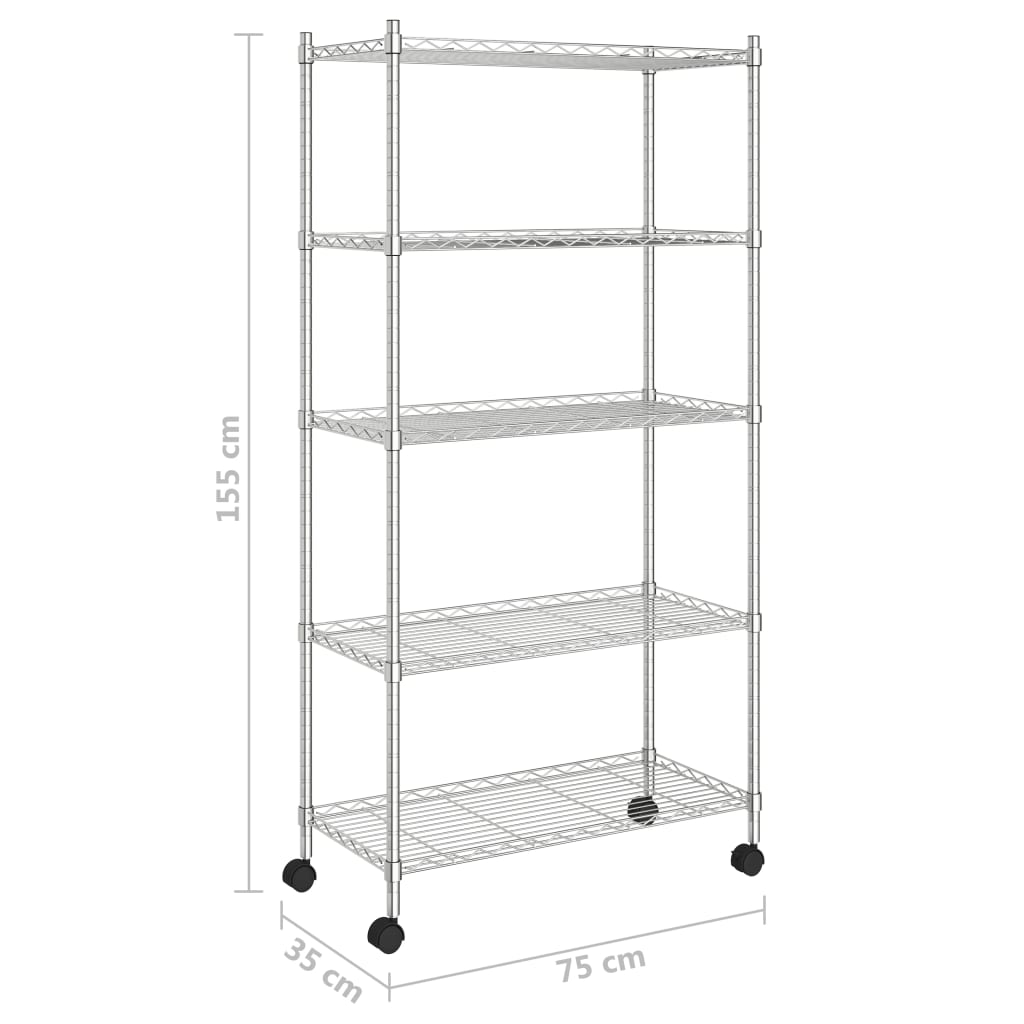 Opbergrek met wielen 3-laags 60x35x81 cm 150 kg