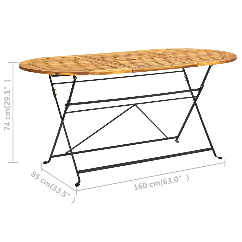 Tuintafel inklapbaar 120x70x74 cm massief acaciahout