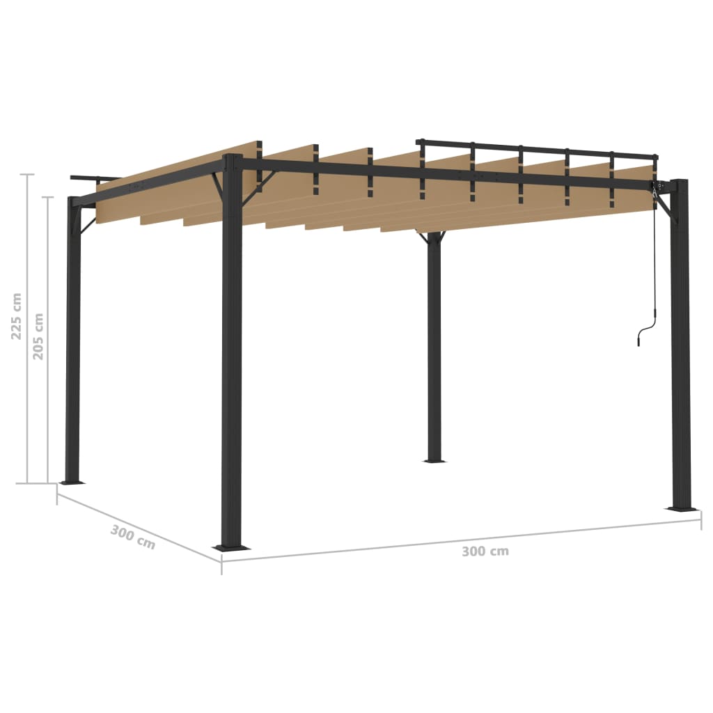 Prieel met lamellendak 3x4 m stof en aluminium