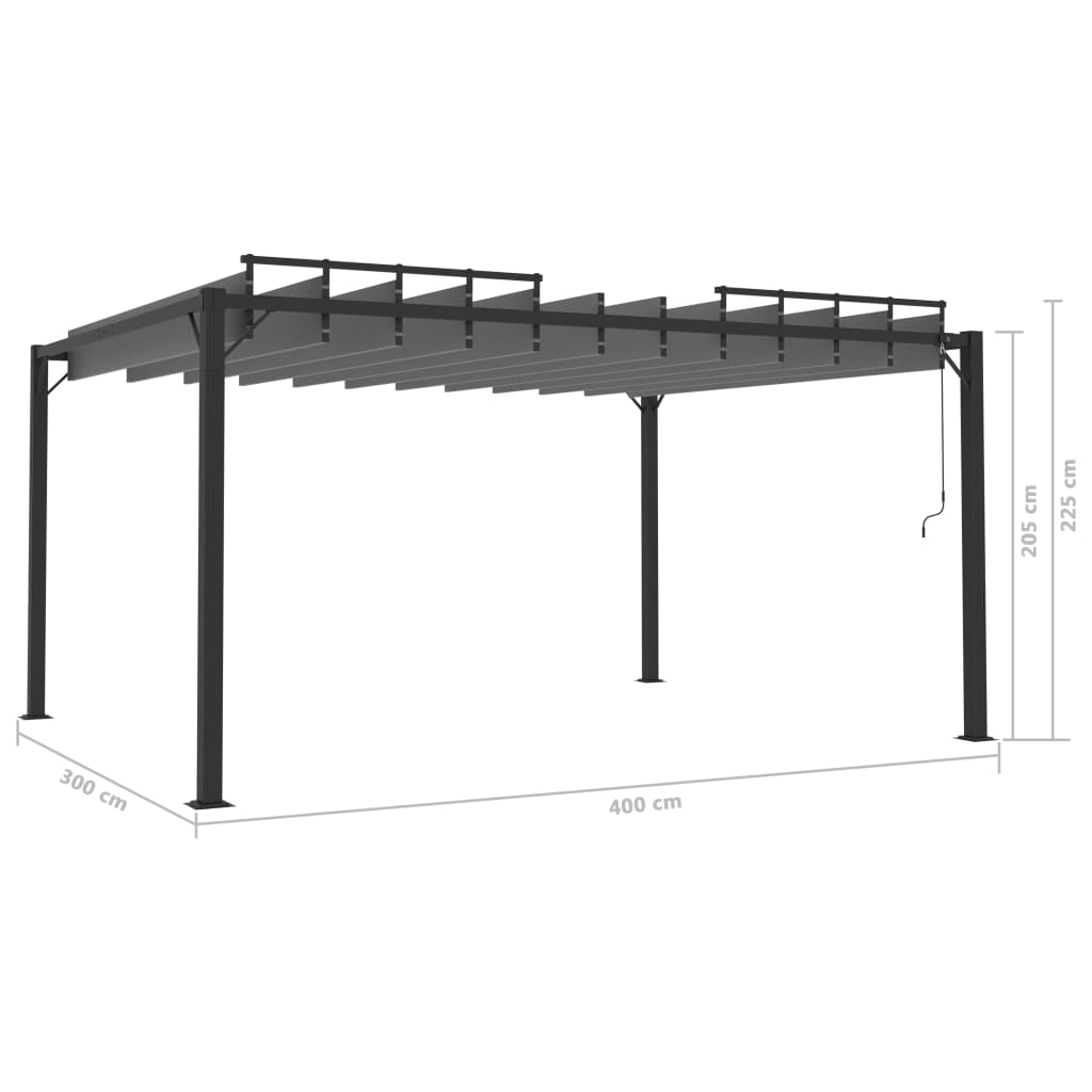 Prieel met lamellendak 3x4 m stof en aluminium