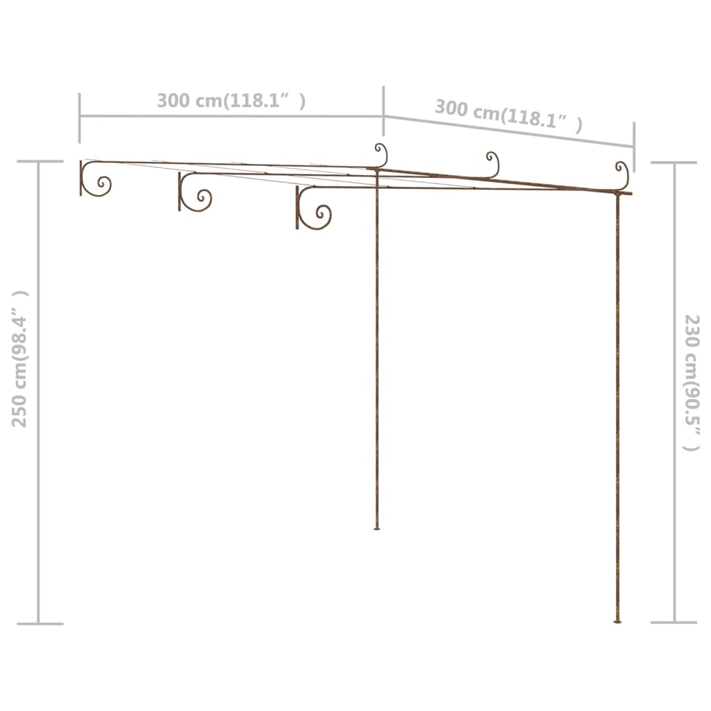 Tuinpergola 6x3x2,5 m ijzer antiekbruin