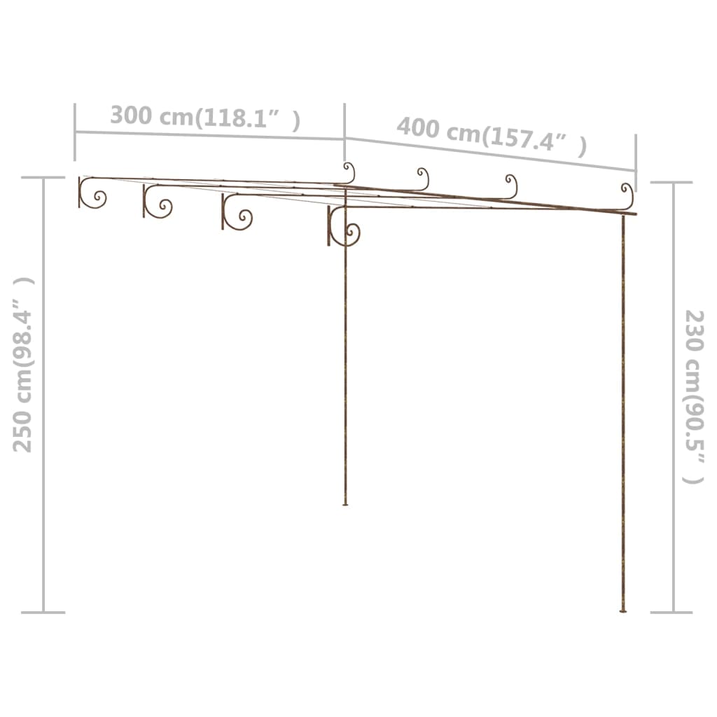 Tuinpergola 6x3x2,5 m ijzer antiekbruin