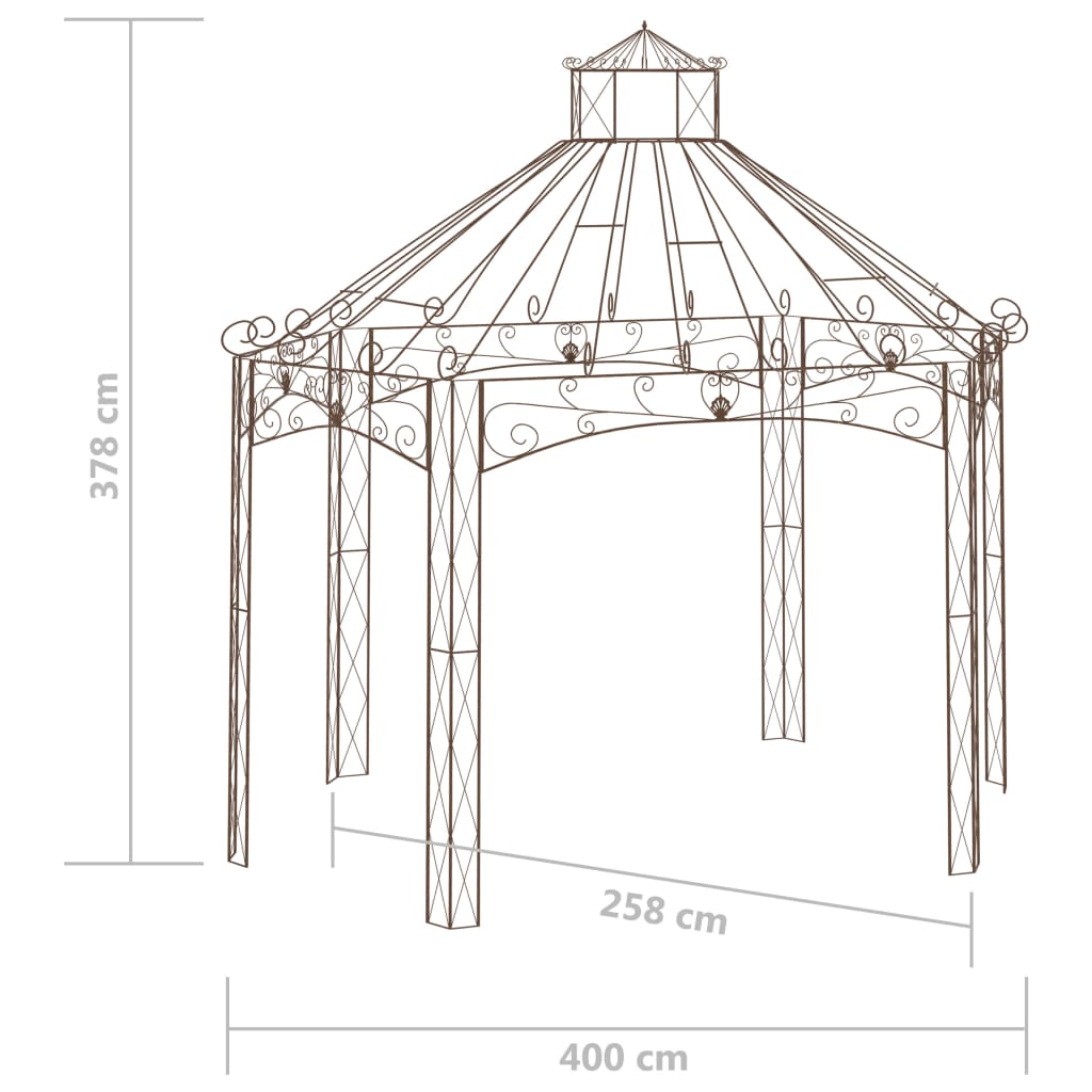 Tuinpaviljoen 558x350x408 cm ijzer antiekbruin