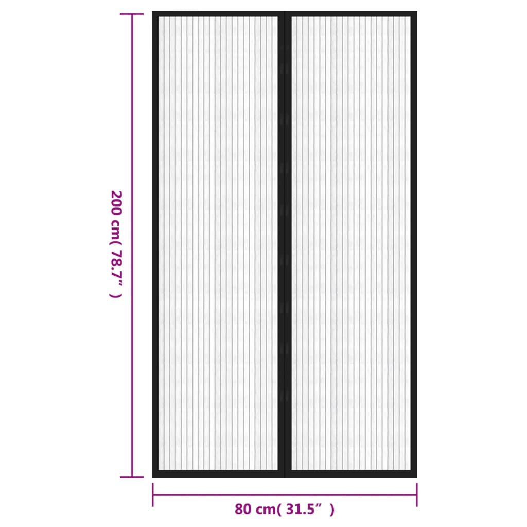 Insectendeurgordijnen 2 st magnetisch 230x160 cm zwart