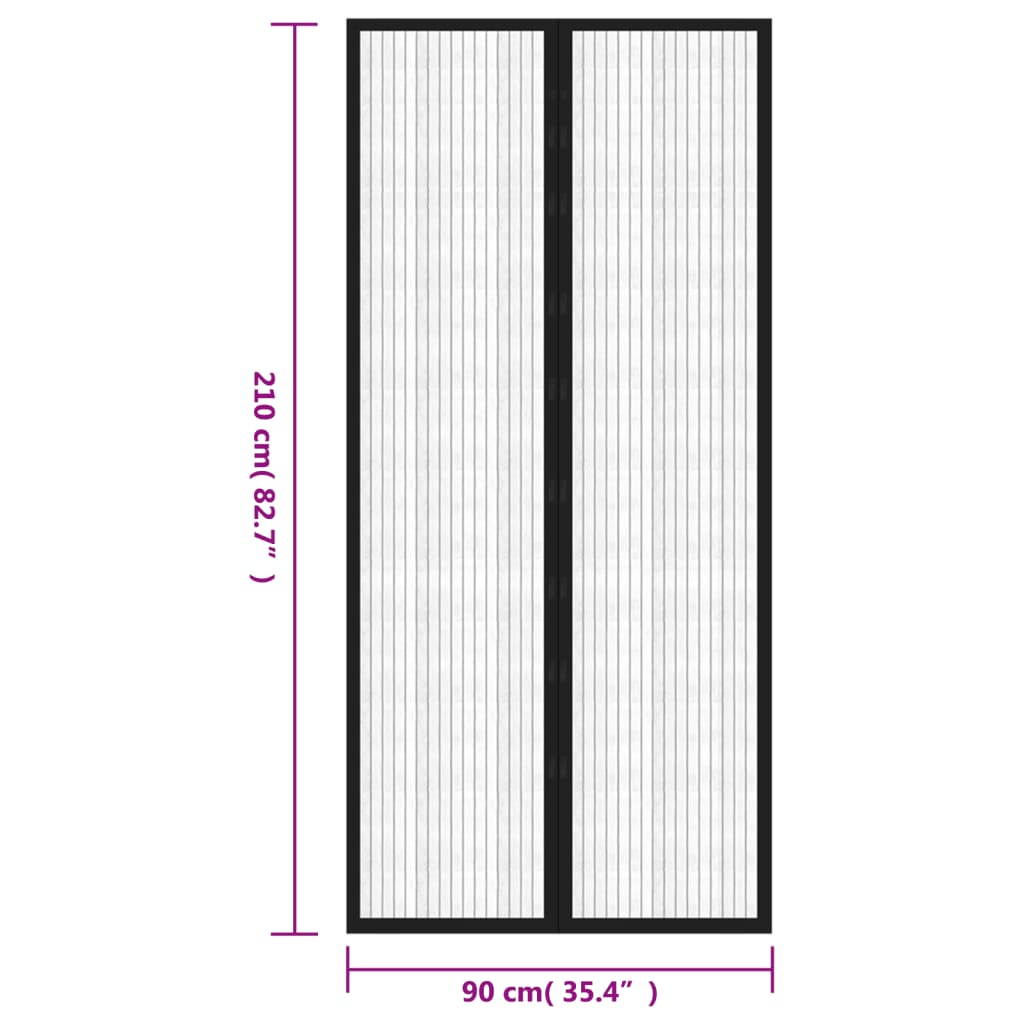 Insectendeurgordijnen 2 st magnetisch 230x160 cm zwart