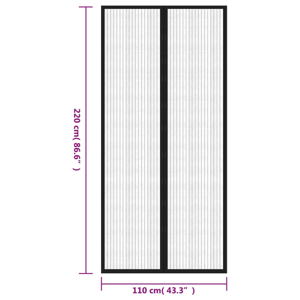 Insectendeurgordijnen 2 st magnetisch 230x160 cm zwart