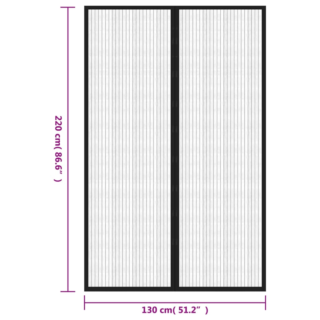 Insectendeurgordijnen 2 st magnetisch 230x160 cm zwart