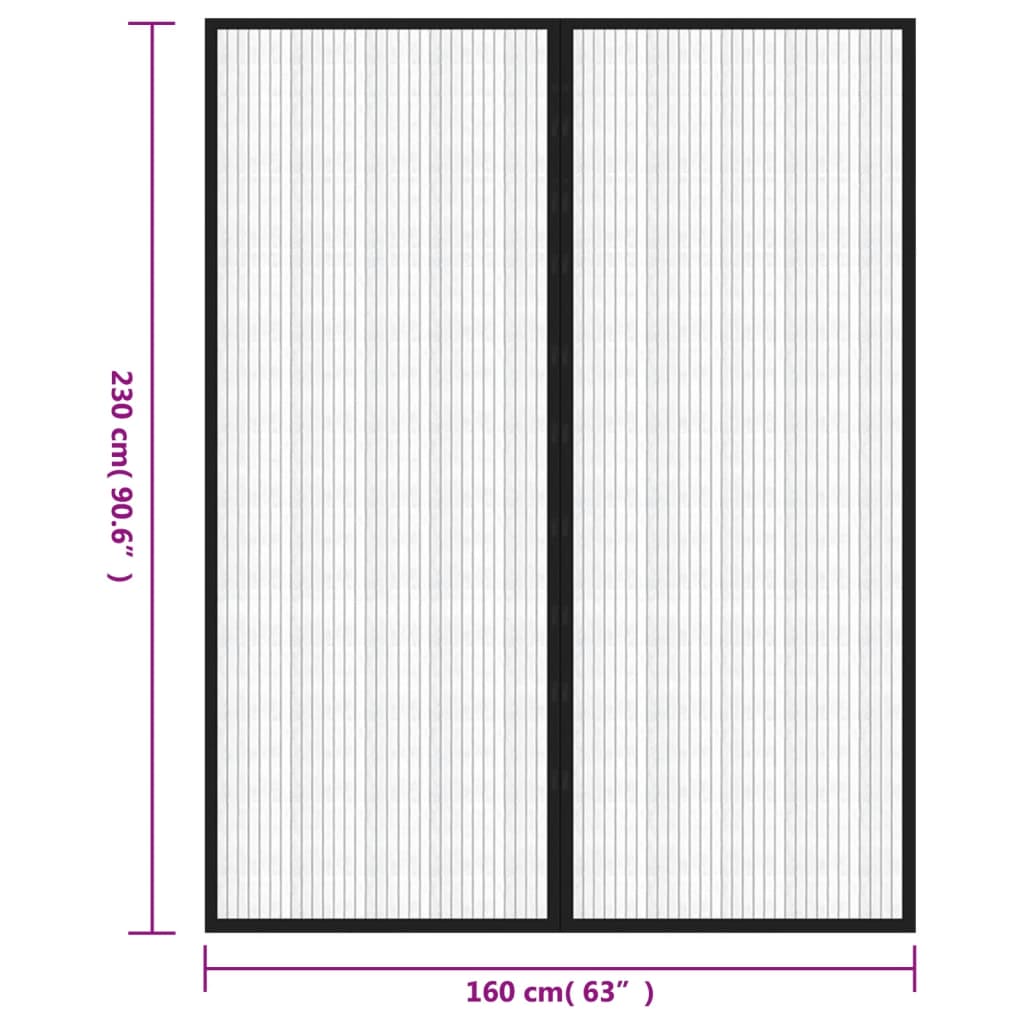 Insectendeurgordijnen 2 st magnetisch 230x160 cm zwart