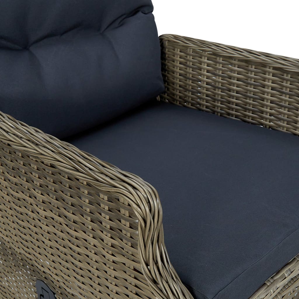 Tuinstoel verstelbaar met kussens poly rattan