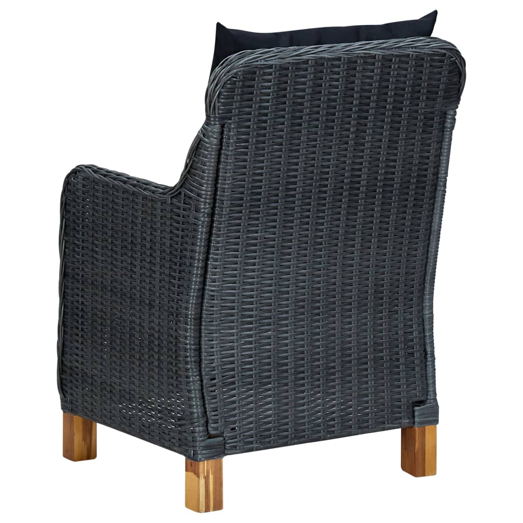 Tuinstoelen 2 st met kussens poly rattan