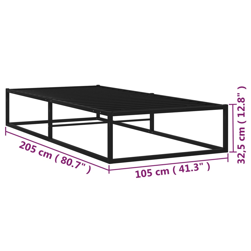 Bedframe metaal zwart 200x200 cm