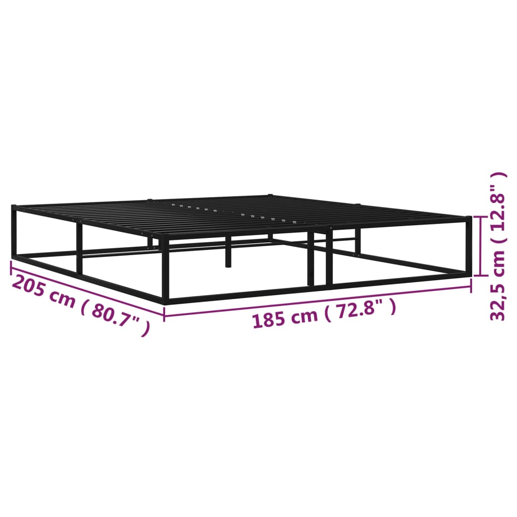 Bedframe metaal zwart 200x200 cm