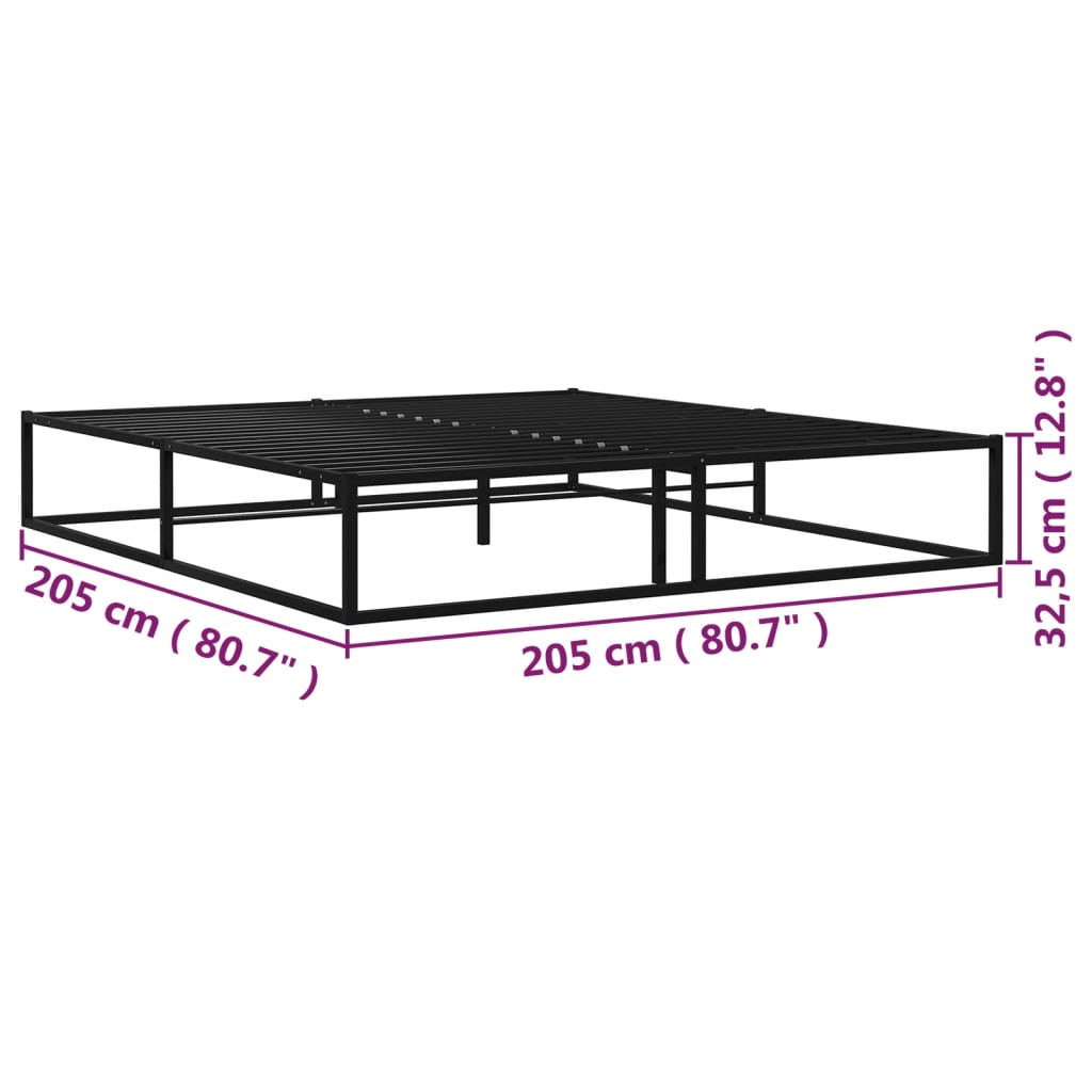 Bedframe metaal zwart 200x200 cm