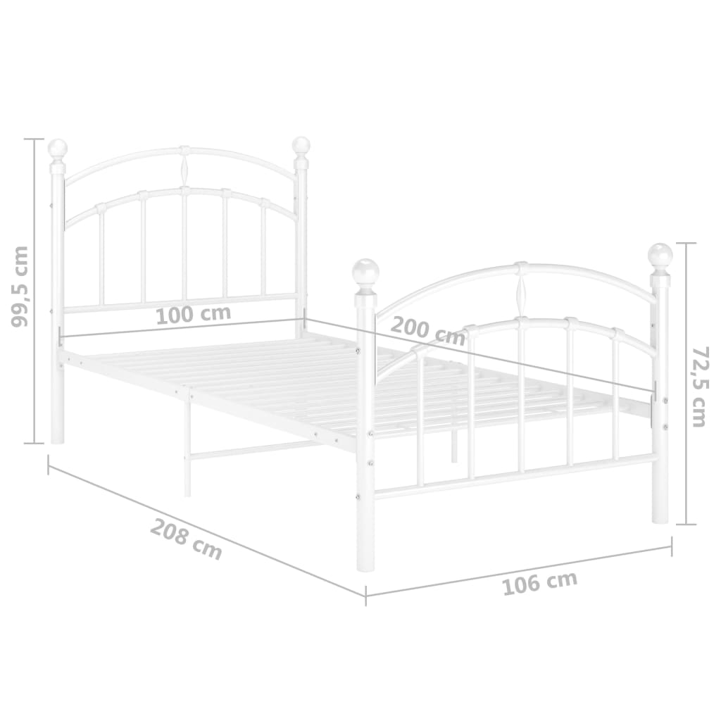 Bedframe metaal 100x200 cm