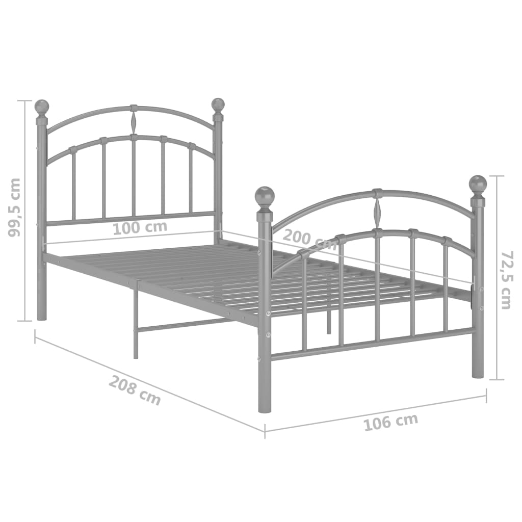 Bedframe metaal 100x200 cm