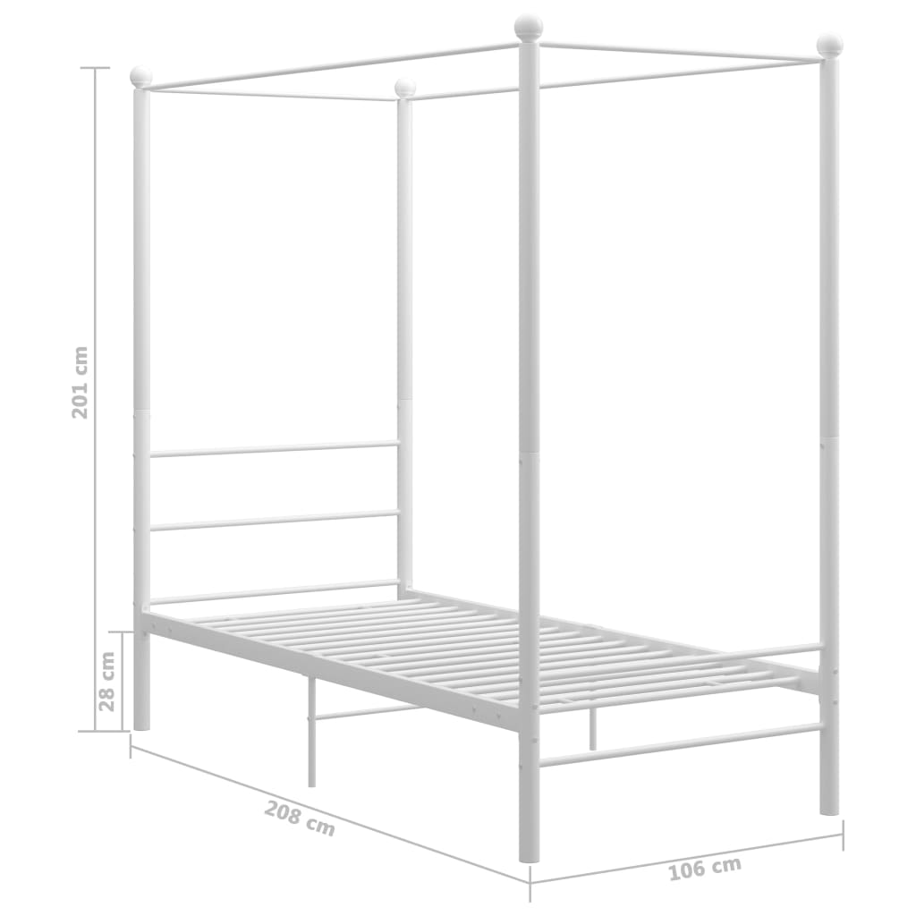 Hemelbedframe metaal 100x200 cm