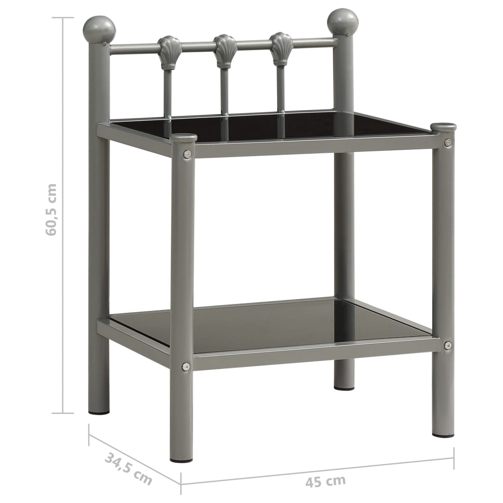 Nachtkastjes 2 st metaal glas