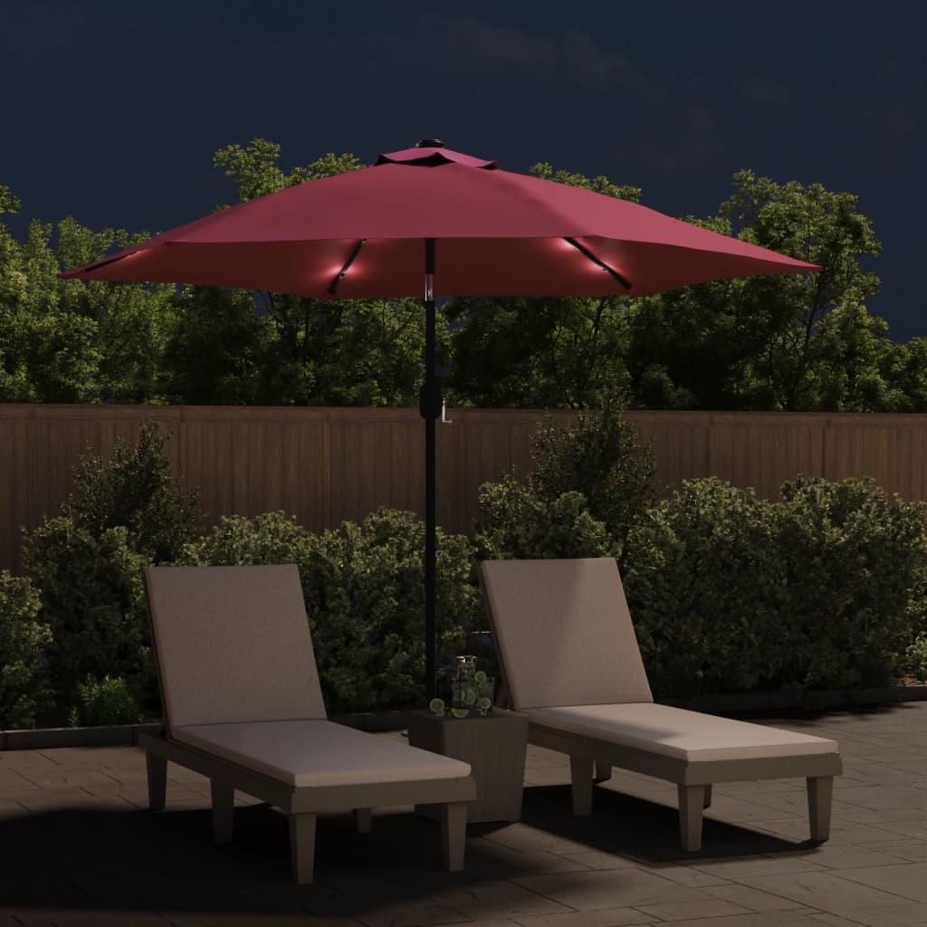 Parasol met LED-verlichting en stalen paal 300 cm