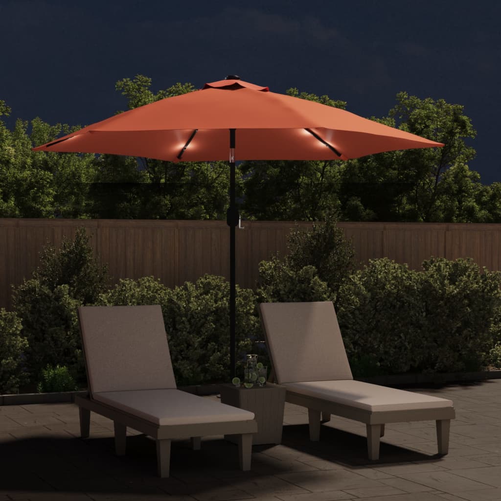 Parasol met LED-verlichting en stalen paal 300 cm