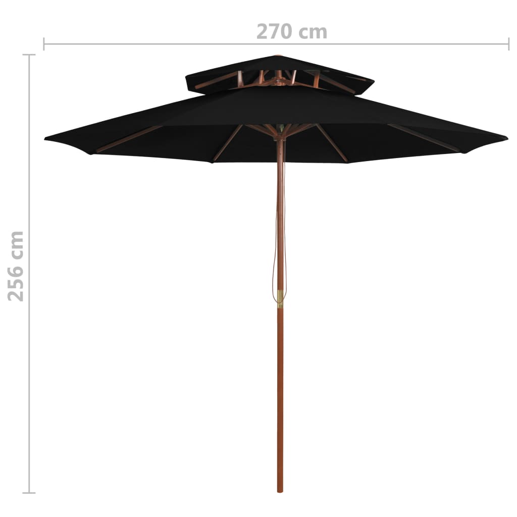 Parasol dubbeldekker met houten paal 270 cm