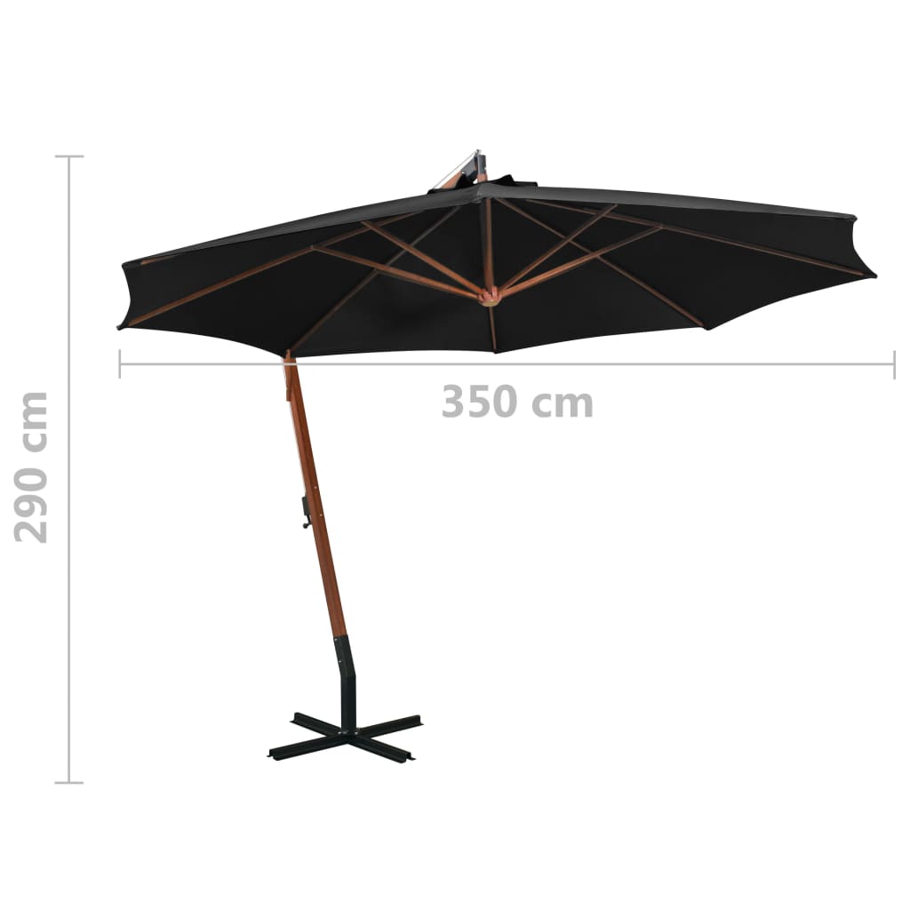 Zweefparasol met paal 3x3 m massief vurenhout