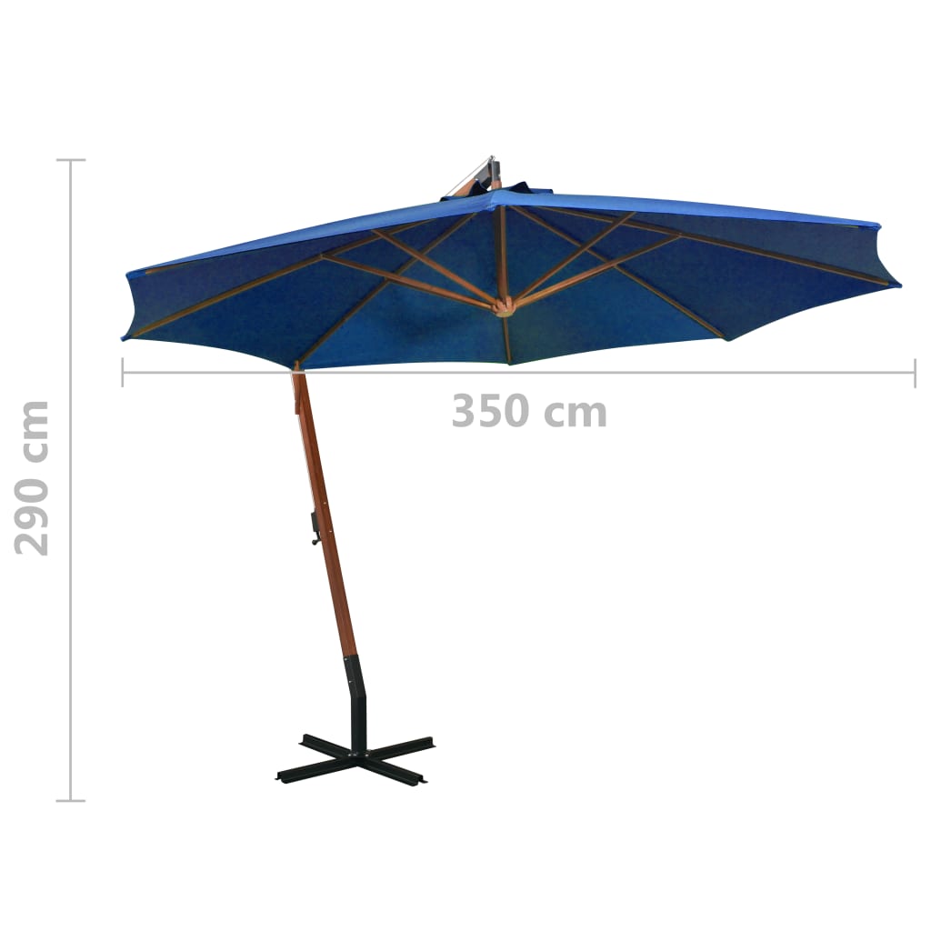 Zweefparasol met paal 3x3 m massief vurenhout