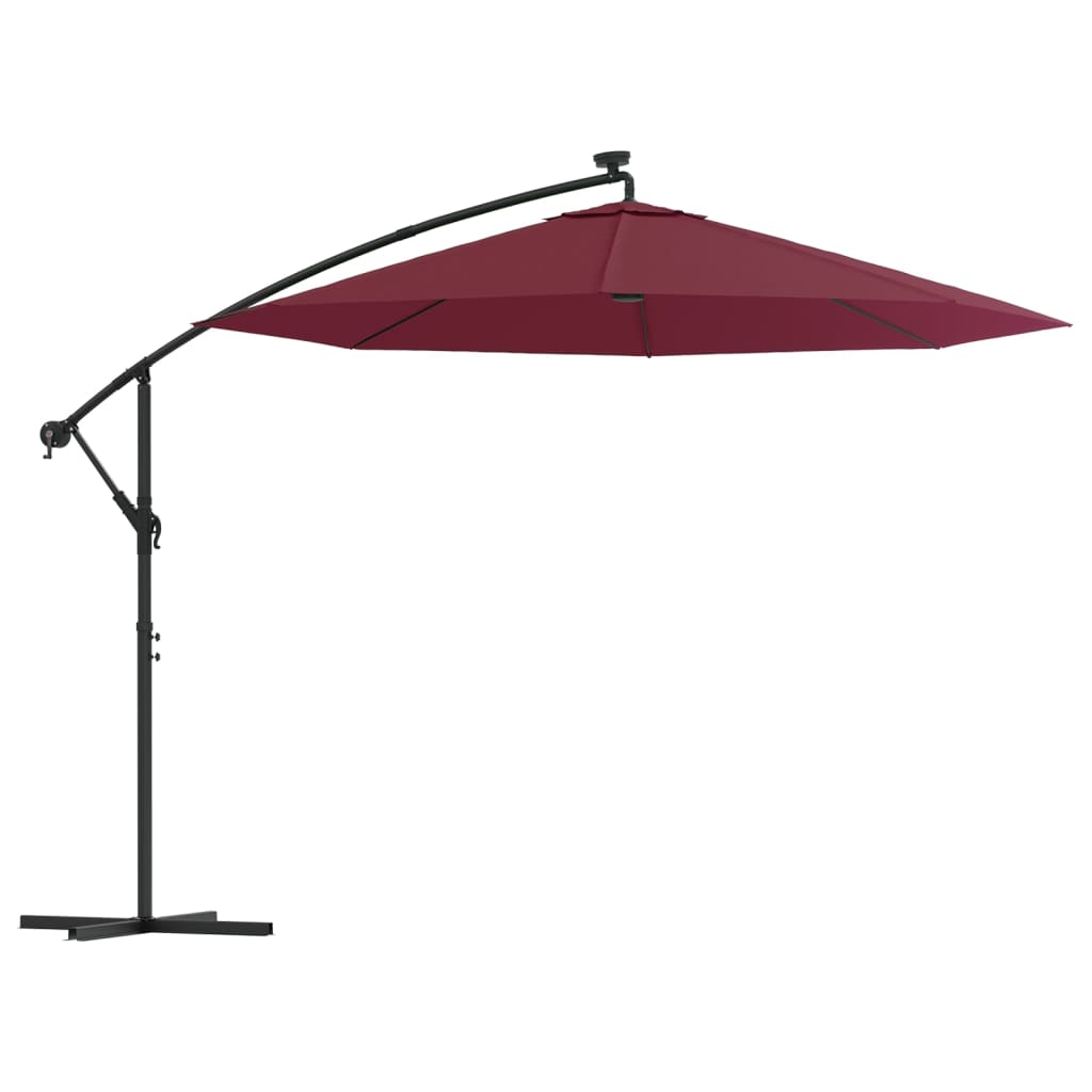 Zweefparasol met LED-verlichting en stalen paal 300 cm