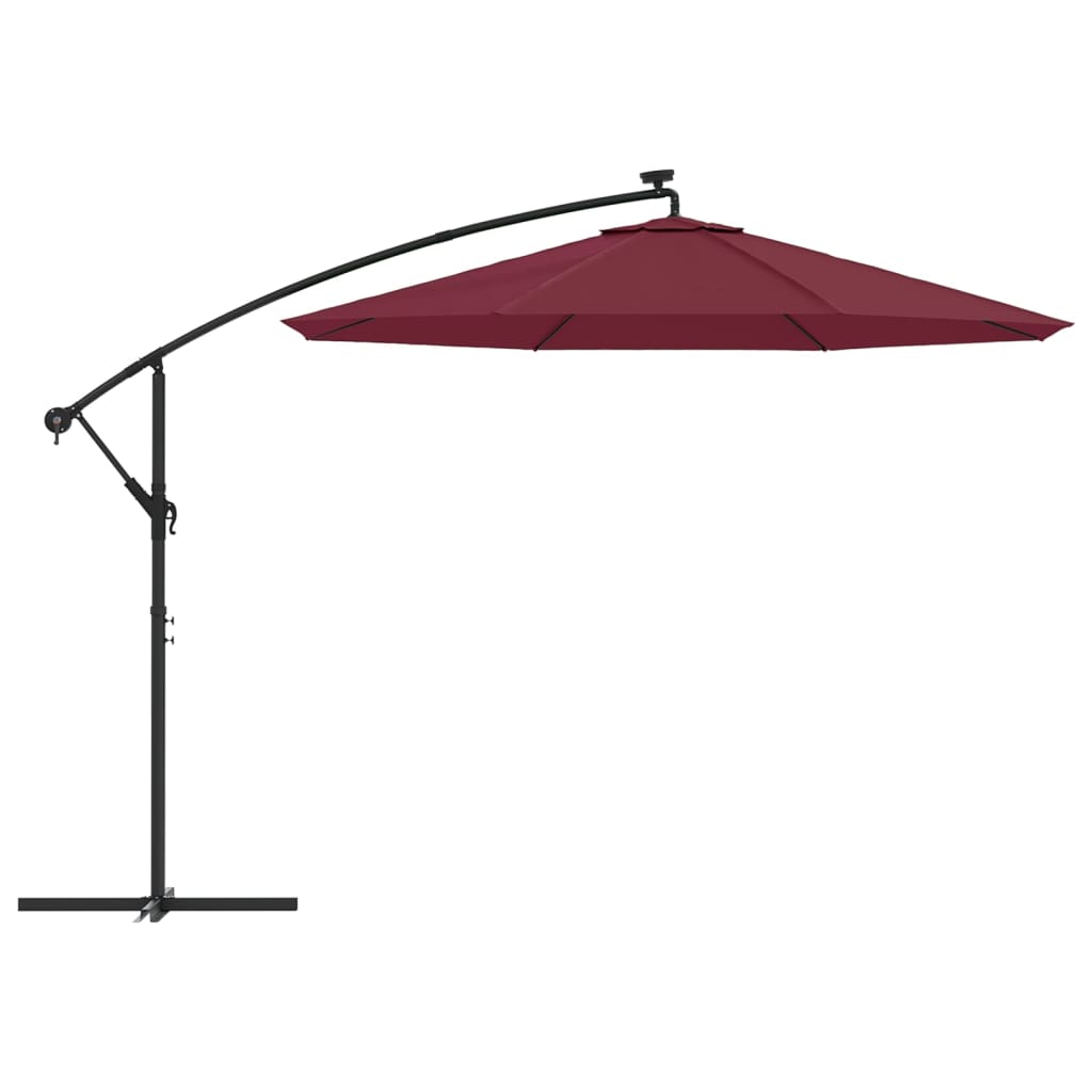 Zweefparasol met LED-verlichting en stalen paal 300 cm