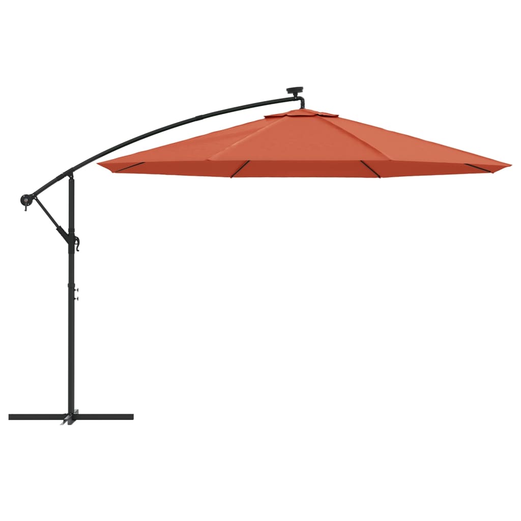 Zweefparasol met LED-verlichting en stalen paal 300 cm