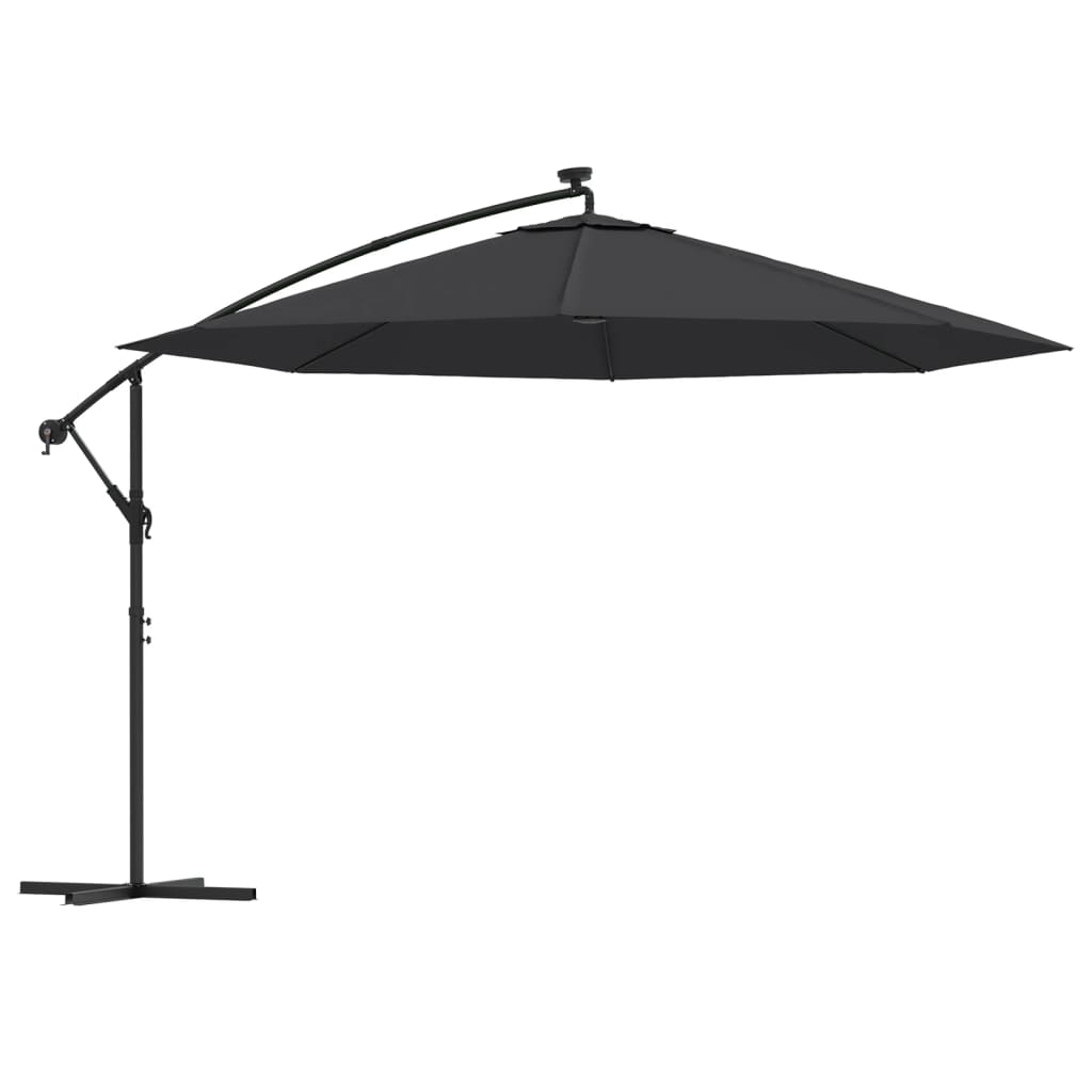 Zweefparasol met LED-verlichting en stalen paal 300 cm