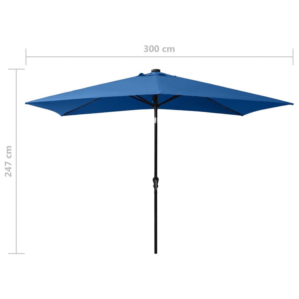 Parasol met LED's en stalen paal 2x3 m zandkleurig