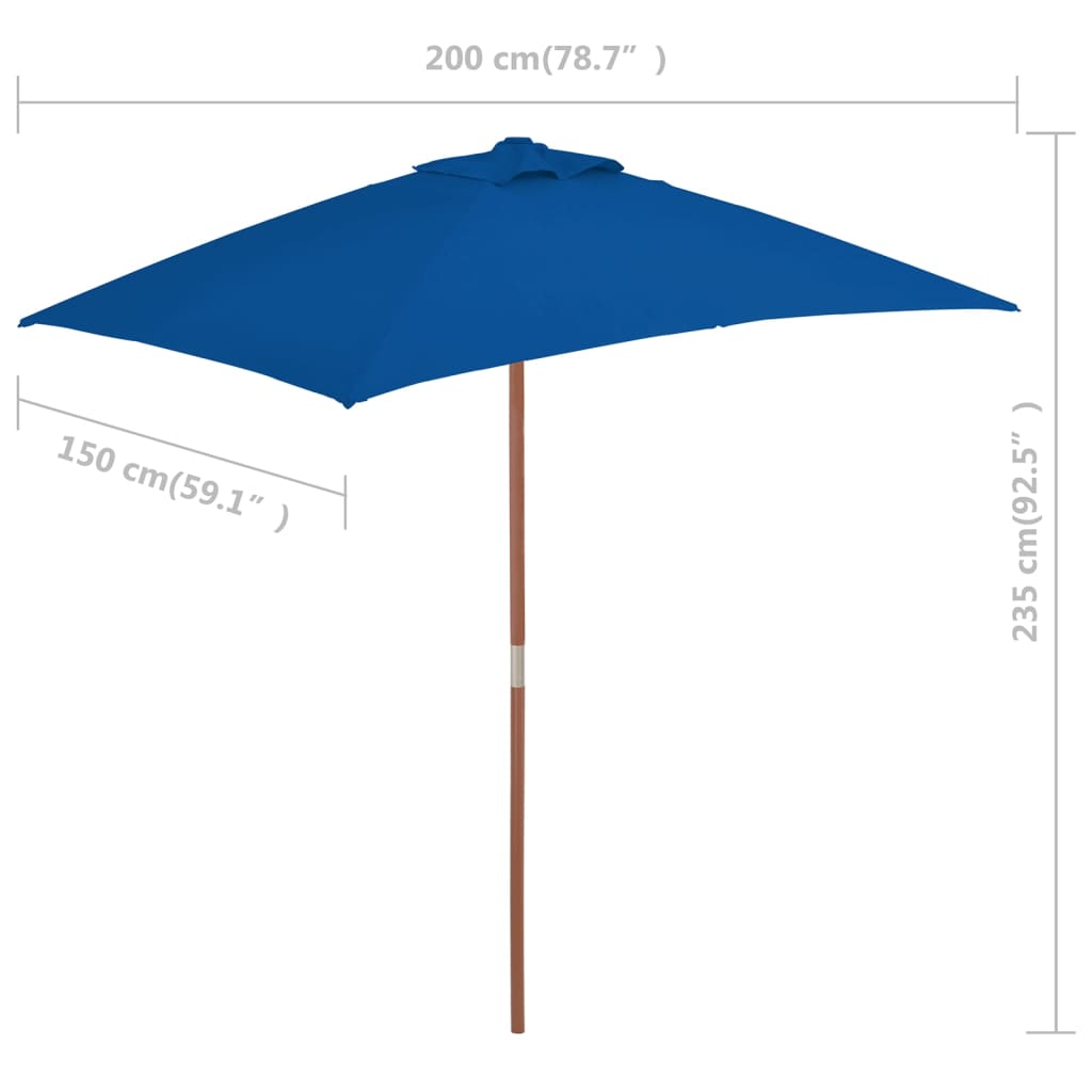 Parasol met houten paal 150x200 cm