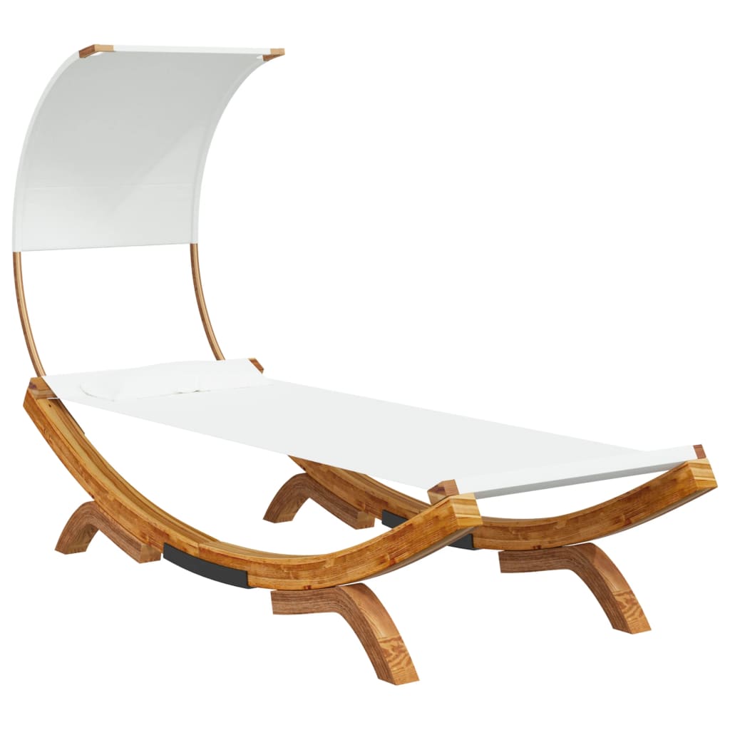 Loungebed met luifel 165x203x126 cm massief gebogen hout