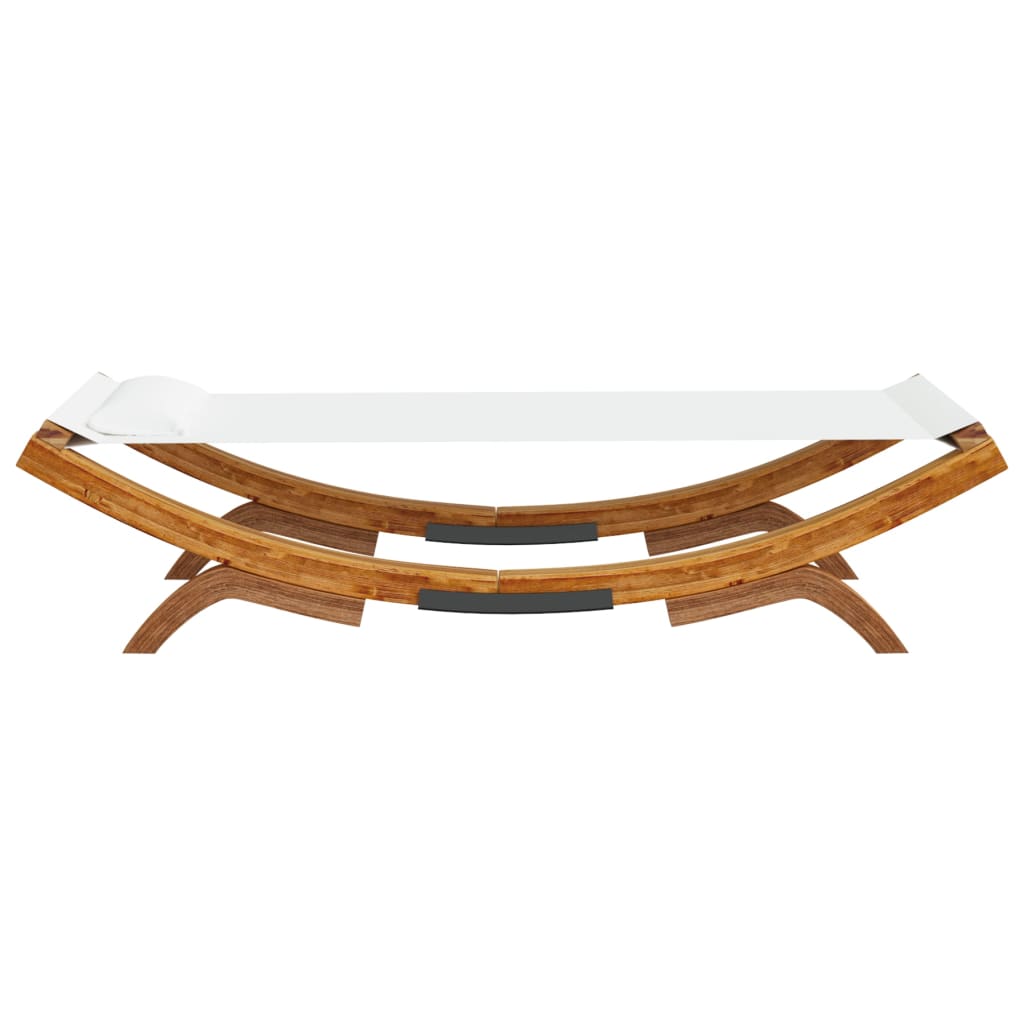 Loungebed 165x188,5x46 cm massief gebogen hout crèmekleurig