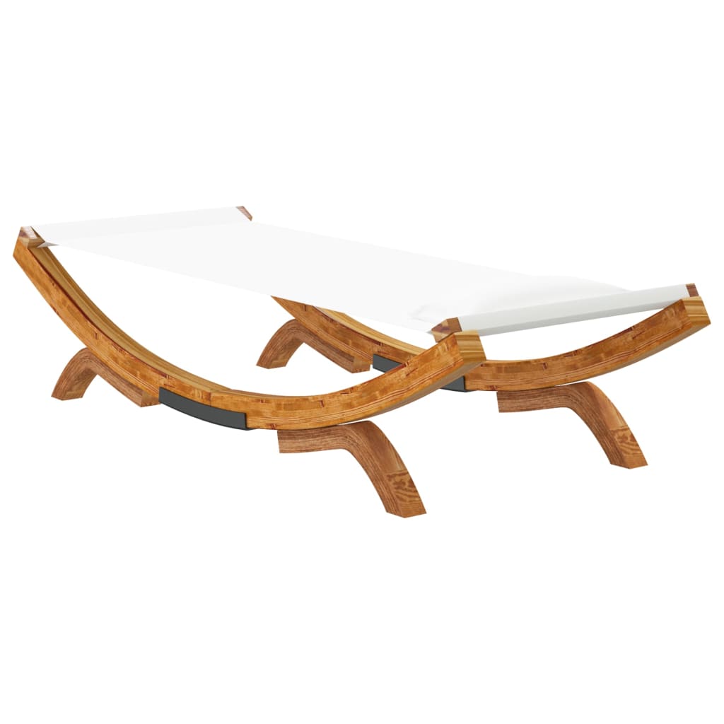 Loungebed 165x188,5x46 cm massief gebogen hout crèmekleurig