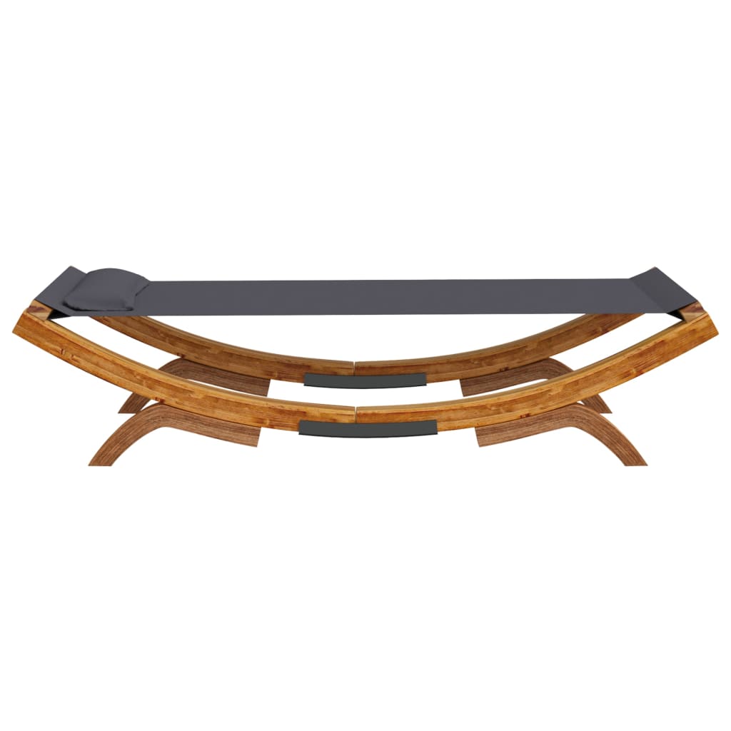 Loungebed 165x188,5x46 cm massief gebogen hout crèmekleurig