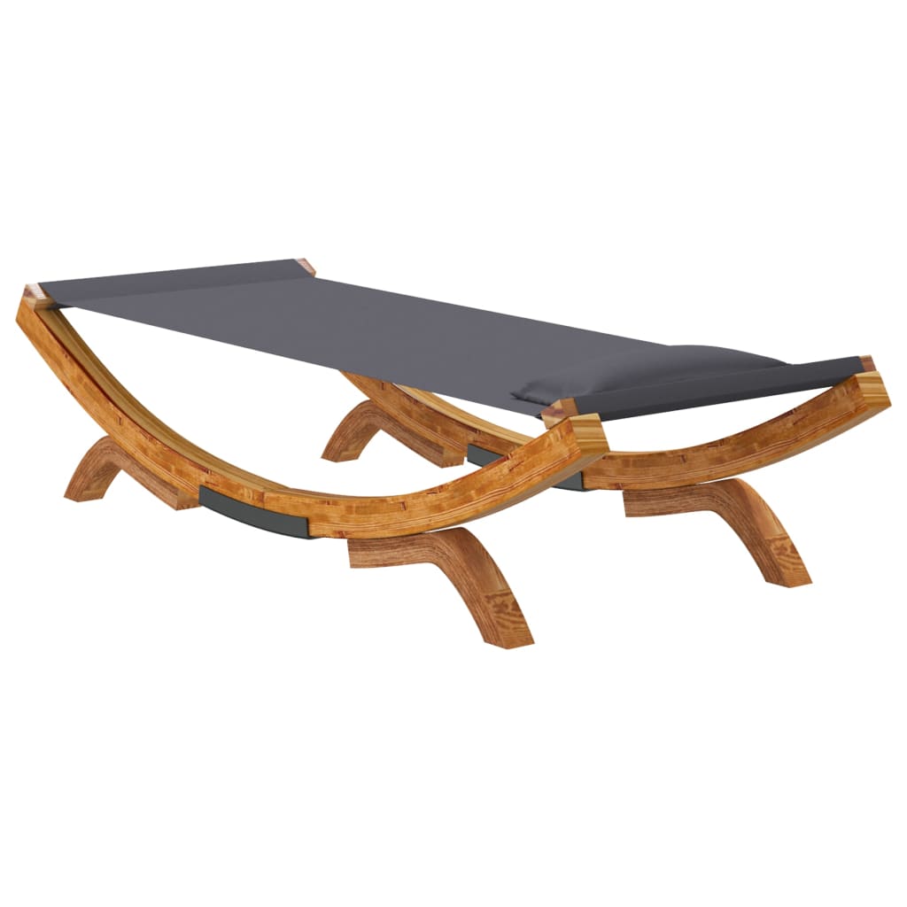 Loungebed 165x188,5x46 cm massief gebogen hout crèmekleurig