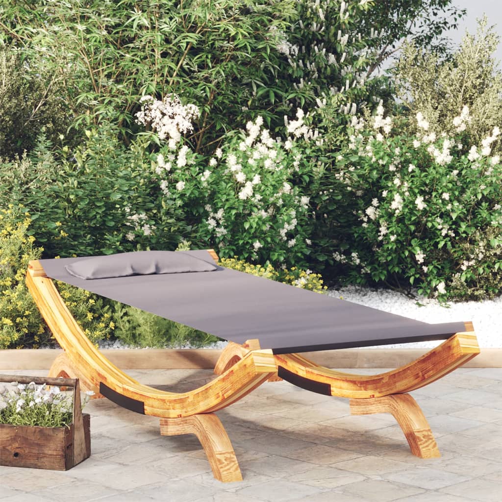 Loungebed 165x188,5x46 cm massief gebogen hout crèmekleurig