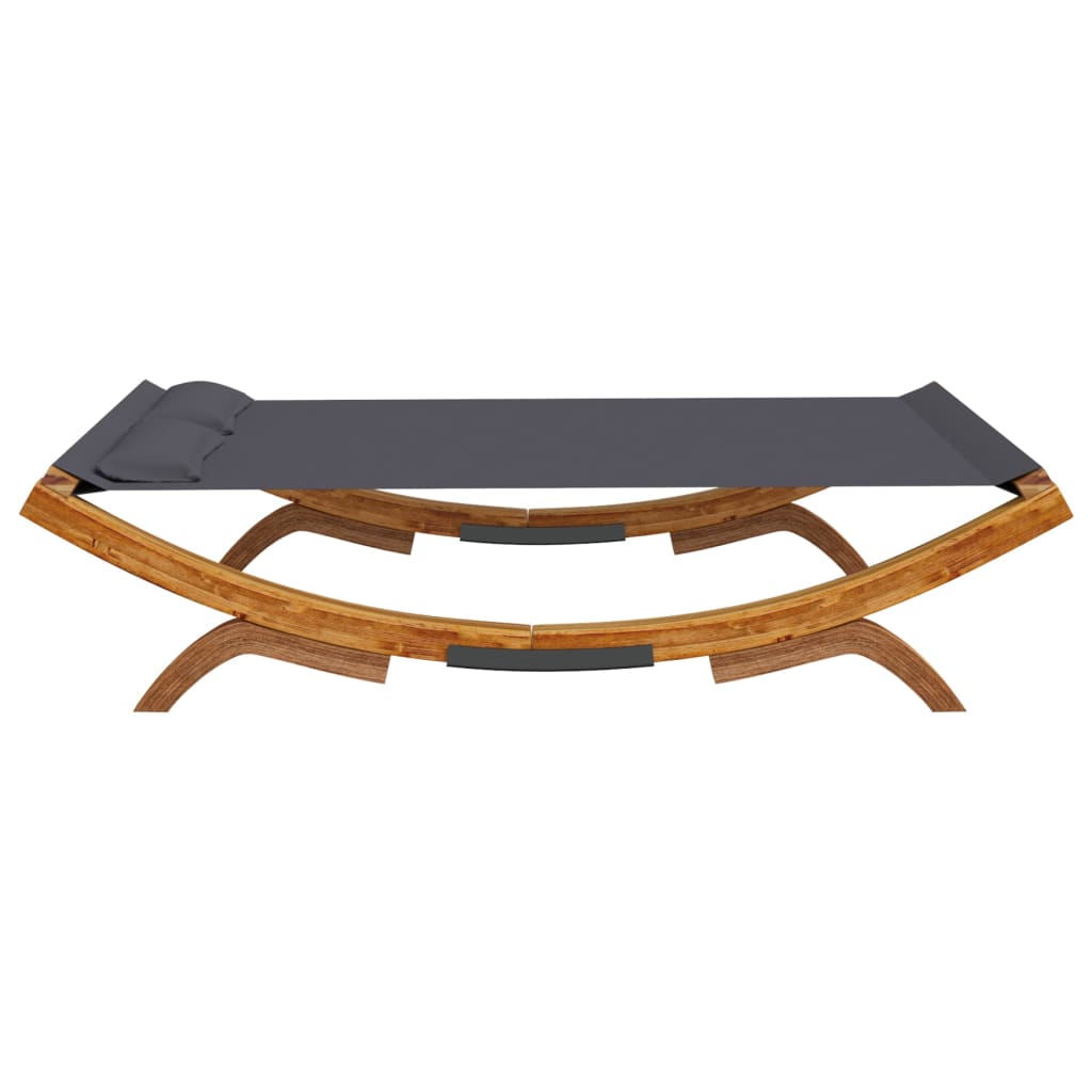 Loungebed 165x188,5x46 cm massief gebogen hout crèmekleurig