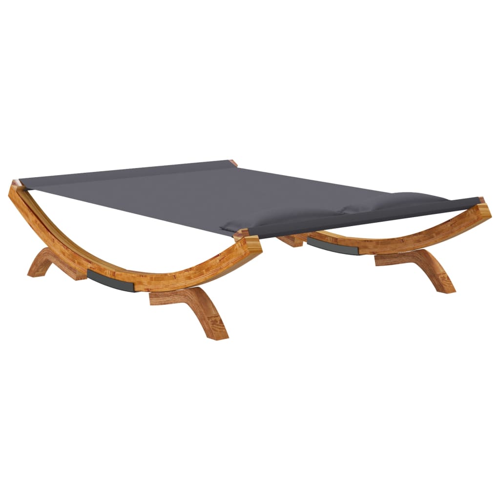 Loungebed 165x188,5x46 cm massief gebogen hout crèmekleurig